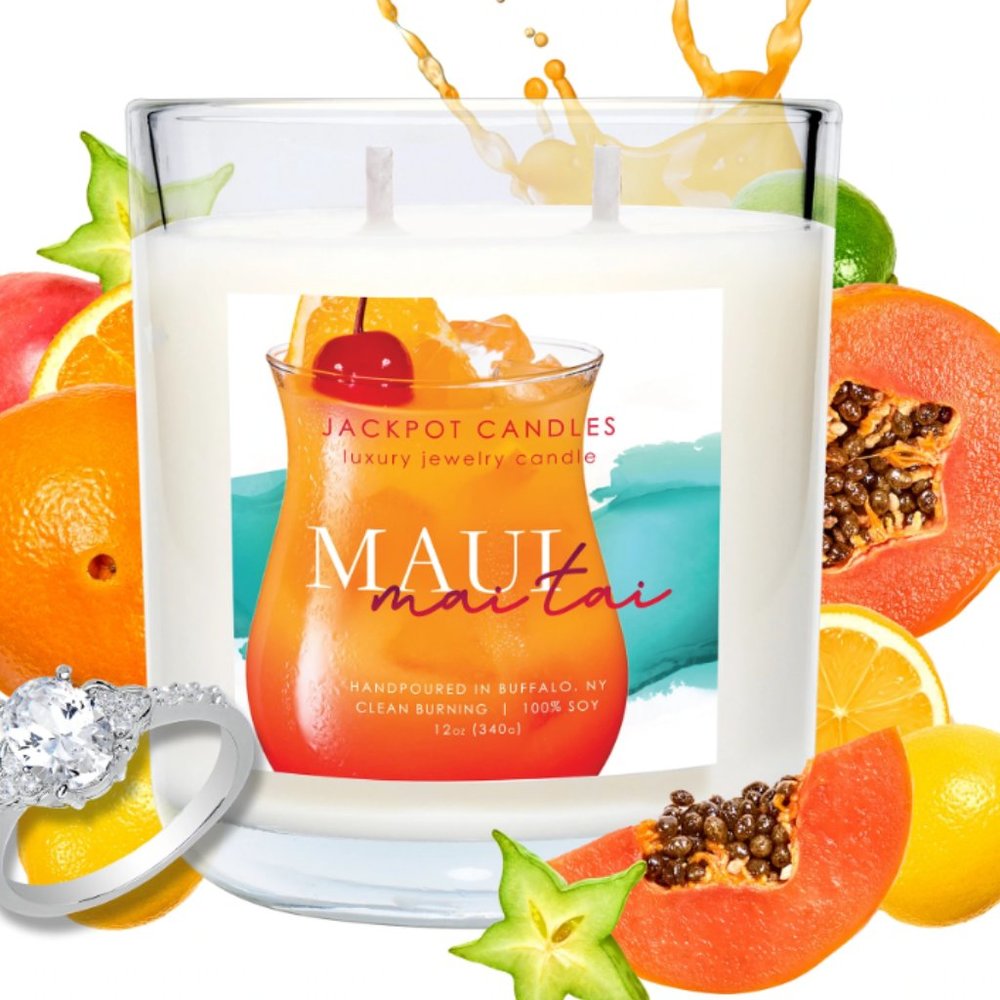 Maui Mai Tai Double Wick Jewelry Ring Candle Size 7